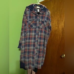 Plaid Hooded Shirt Dress